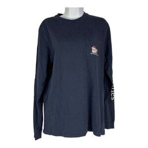 Vineyard Vines Merry Christmas 2017 Navy Long Sleeve Tee Shirt S 100% Cotton